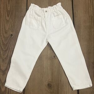 Zara Kids Cream Elastic Waist Trousers